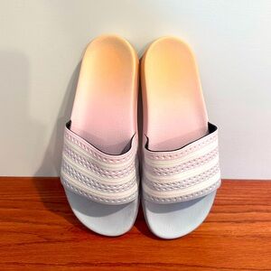 Adidas Adilette Pastel Rainbow Slides EUC